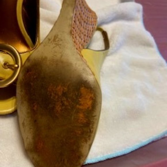 Anne Klein Vintage, Mistral Wedge Slingback Wicker Sandal with Buckle, Size 8 - Picture 2 of 6